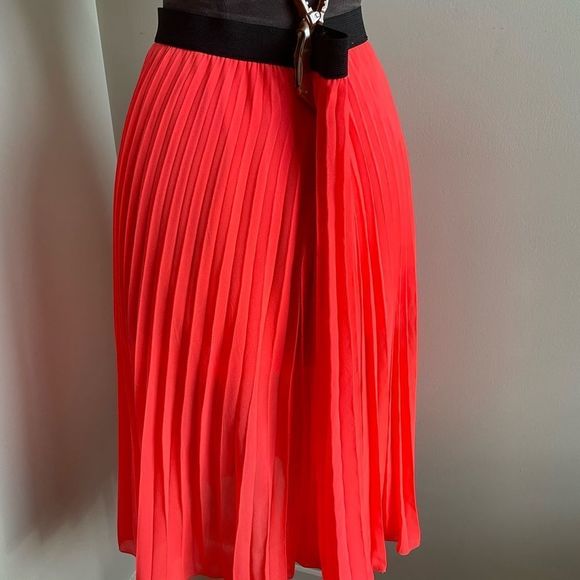 🖤 Neon Coral Plisse Midi - Picture 7 of 10